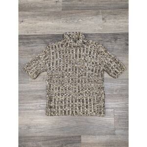VTG I.N. Studio Turtleneck Knit Sweater Short Sleeve Brown Tan Neutral Women's L